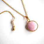 【桜色】七宝焼 Mini Circle♡淡水パールネックレス　送料無料