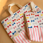 【02...様ご注文品】入園グッズ(生成リボン×ピンクストライプ）