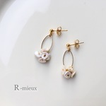 淡水パールの花びらフープピアス/イヤリング
