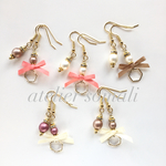 ＊送無＊リボンとマットパールのピアス/イヤリング
