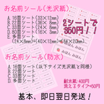 お名前シール ♡ 光沢紙、防水  ♡ カット済み