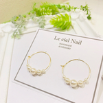 大人可愛い  パール フープピアス
