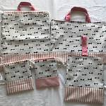 satfam様オーダー品☆ リボン×ピンクしましま柄5点セット