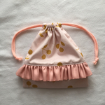 受注製作❁ さくらんぼ柄フリル巾着 PK