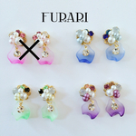 ブルーの花びらとビジューピアス
