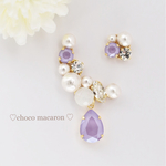 ＊新色スワロフスキー＊イヤーカフ&ピアス(イヤリング)＊クリスタルライラック＊