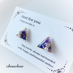 ビジュー×三角のピアス★パープル
