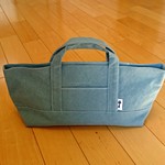 値下げ～😆8号帆布の横長トートバッグ(水色)