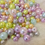 300粒以上！両穴☆コットンパール風樹脂パール☆ライト系ミックス☆6.8.10mm☆