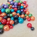300粒以上！両穴☆コットンパール風樹脂パール☆ダーク系ミックス☆6.8.10mm☆