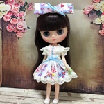 ミディちゃん用春ワンピース  ヘアリボン付き  バンビ柄
