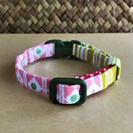 手縫いの猫用首輪●21和柄／桃・若草