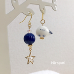 シマエナガのアシンメトリーピアス（イヤリング）