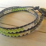 ペリドット、ラブラドライト、ルチルクオーツのラップブレス