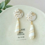 ★shell drops　刺繍 イヤリング