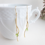 ペリドットの一粒ピアス・イヤリング・曲線スティックG