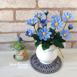 粘土の花＊ラファエロブルーの可愛いお花たち♬【グレーの台布付きセット品】15cm