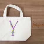 [訳あり]＊送料無料イニシャルY＊薄紫＊名前入りイニシャル刺繍バッグSサイズ
