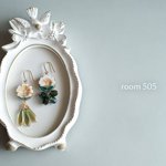 チェコフラワーのピアス　ブルーグリーン系　　16KGP