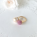 6e*コットンパールバーグ《bague duo-rhinestone/rose》