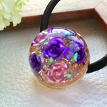 Purple rose & butterflyヘアゴム　レジン