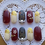 大人格好いいお花とシースルードット柄ネイル💅／お呼ばれ／パーティー／デート💑
