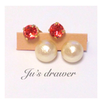 ▷パパラチア×コットンパール ピアス◁