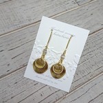 大特価！ダブルサークルのゴールドピアス(ノンホール可)