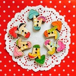 再入荷★レトロポップ★キノコのウッドボタン★ランダム10個セット