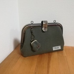 ☆８号帆布☆万能がま口☆本革☆カーキ
