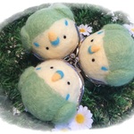 【3/15　22時～販売予定】セキセイさんの羊毛がま口(グリーン)