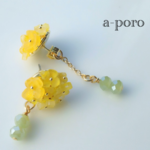 ☆春☆菜の花ゆらゆらすりガラスピアス