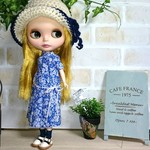 No.1157  青小花シンプルワンピ   