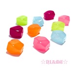 【５色ジェード】マルチカラー　貫通穴あり　４面ツイストライスカット　10個入り　ハンドメイド素材