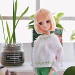 リーフ刺繍カットソー(ホワイト)