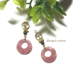 300円☆べっ甲(ピンク)☆メロンチェコクリアのピアス/イヤリング
