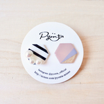 再再販!【大人気】モノクロボーダー☆大粒パールラインとくすみピンクヘキサゴン