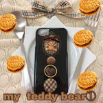 my teddy bear①iphoneケース❤️  くま テディベア ニット 千鳥柄 リボン ベロア iphoneケース スマホケース  チェック 