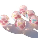 6粒◆とんぼ玉ガラスビーズ(ピンク)◆14㎜ラウンド