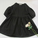 mina0414さまオーダー専用☆ゆるふわ❤ワンピース　サイズ110～中厚地コットンリネン　ブラック～
