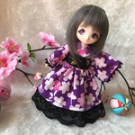 オビツ11サイズ着物ドレス　 桜 むらさき