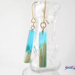 ウッドレジンピアス/イヤリング★水色 木 ゴールド