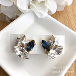 【限定一点】インスタ映え♡*幻想的な星空の輝き*スワロフスキーシルバーシェイドのお星様&ミッドナイトブルーのスワロフスキーのビジューイヤリング