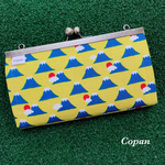 【長財布】ラスト！！黄色*富士山*和風日本*2wayがま口口金*通帳*イエロー