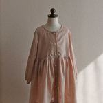 リクエスト品＊こども服＊お花ボタン前開きワンピース＊リネンレジュール