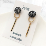 【New】マーブルカボション×スティック ピアス/イヤリング