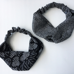 着物ターバン（黒、椿、総絞り）