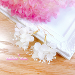かすみ草＆紫陽花のブーケピアス/イヤリング【金属アレルギー対応】