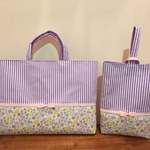 《yUn様オーダー品》花柄×ラベンダーストライプ♡リボンレッスンセット【入園・入学】