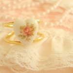 ♡Vintage Rose Cabochon  ring♡(heart)